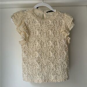 Zara | Ivory Floral Lace Top | Size: S